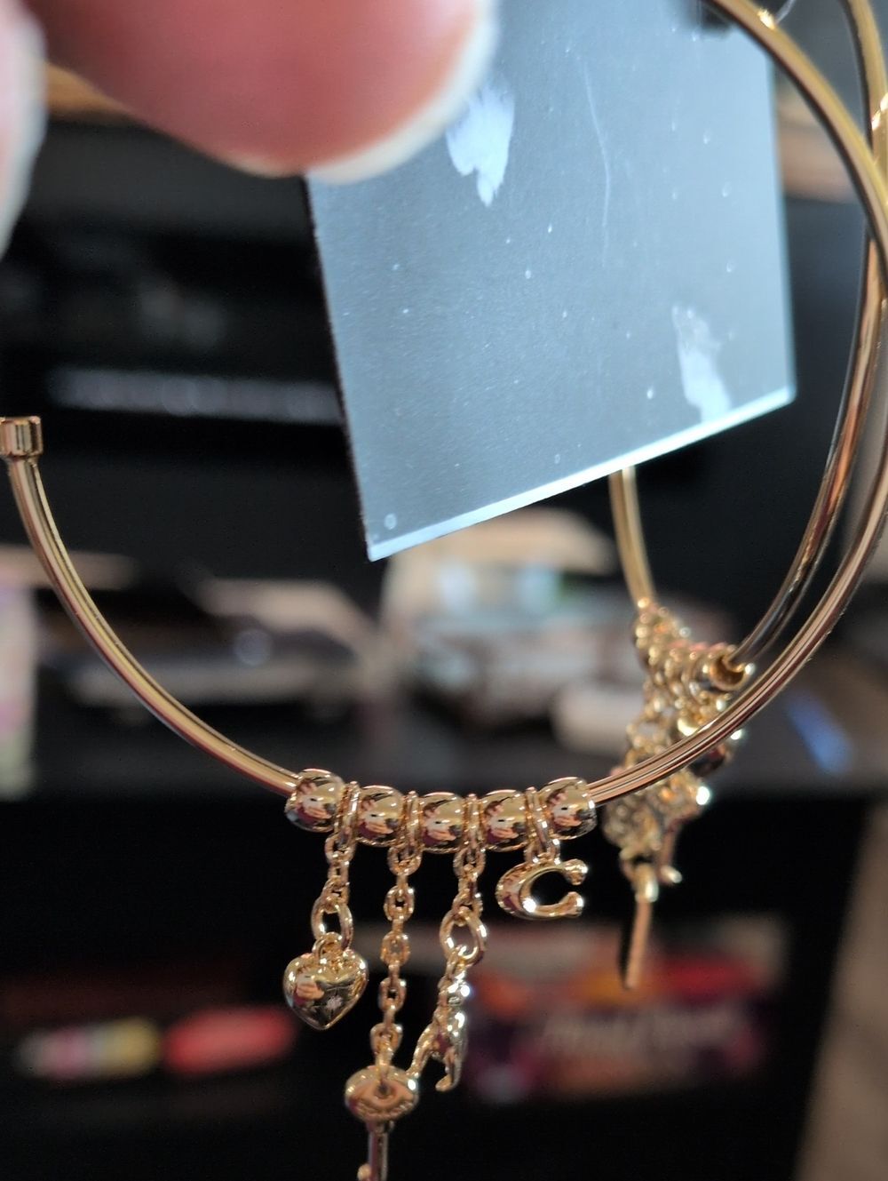 Coach Gold Tone Charm Hoop Bracelet Dangling Charms Vintage Jewelry Gift